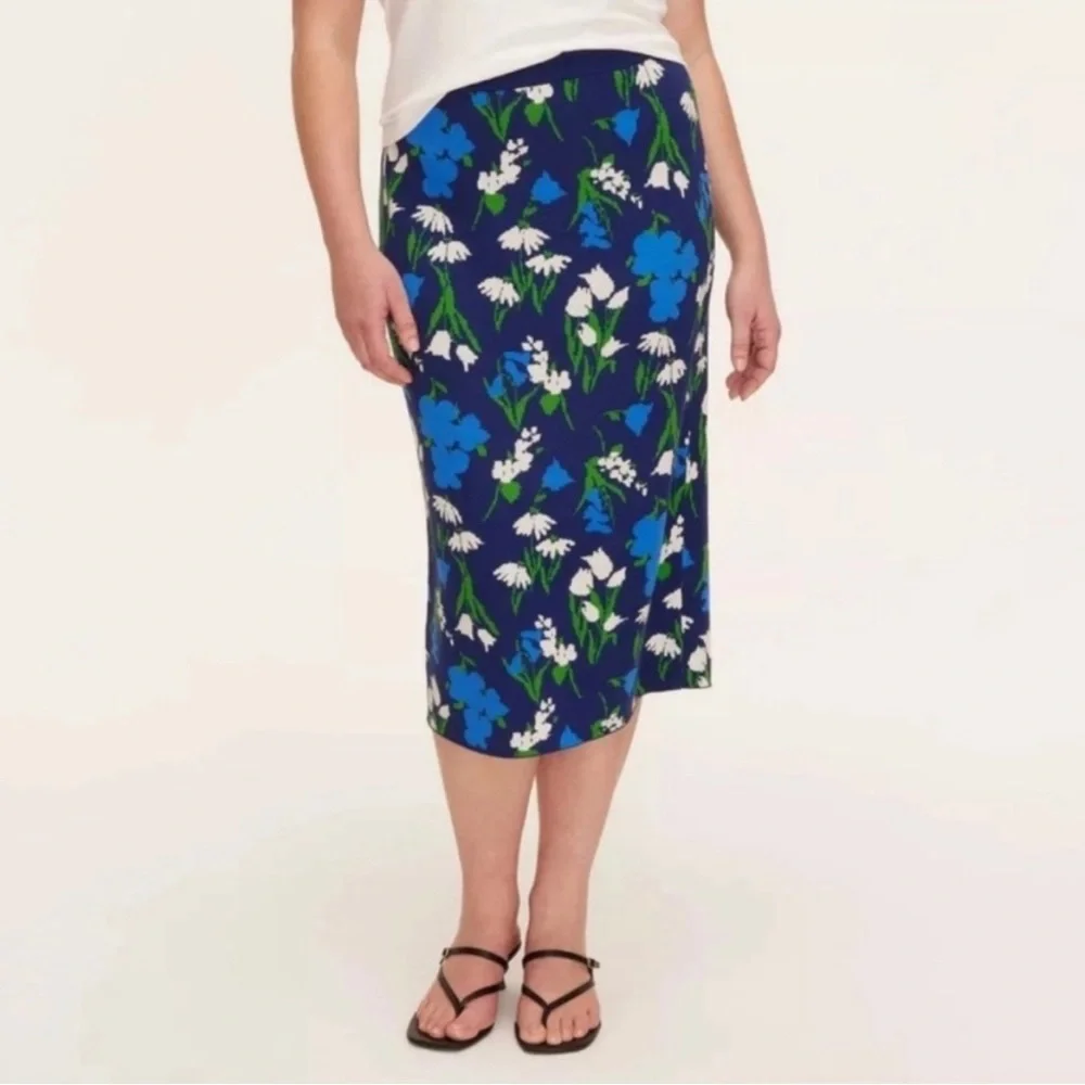 kate spade Navy Floral Midi Skirt